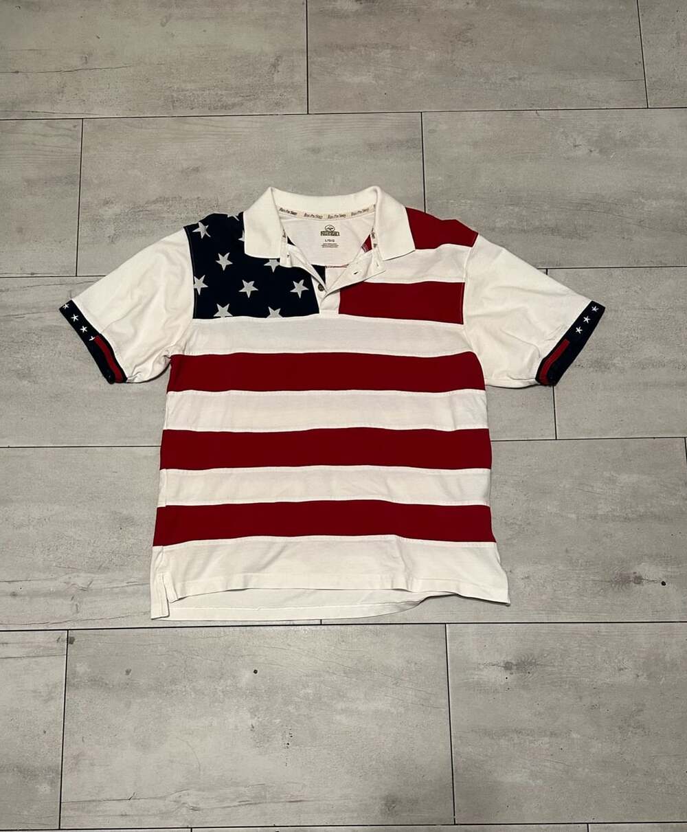 RedHead American Flag 4th of July Polo Shirt Size L